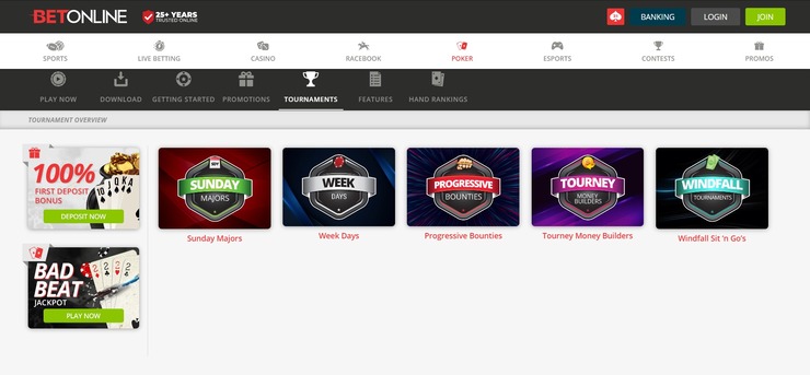 BetOnline poker dashboard