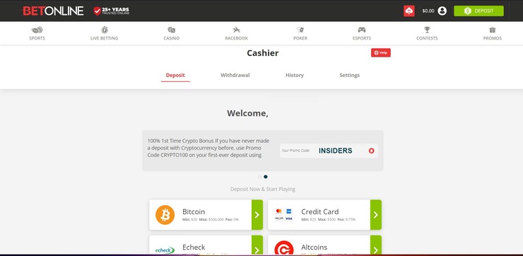 BetOnline bonus input