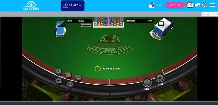 table blackjack at Las Atlantis