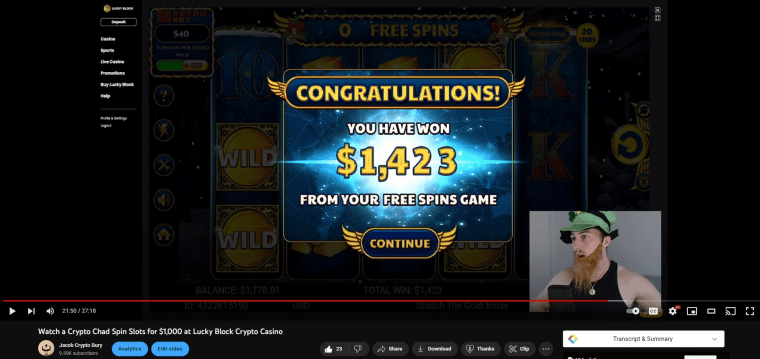 Lucky Block casino win