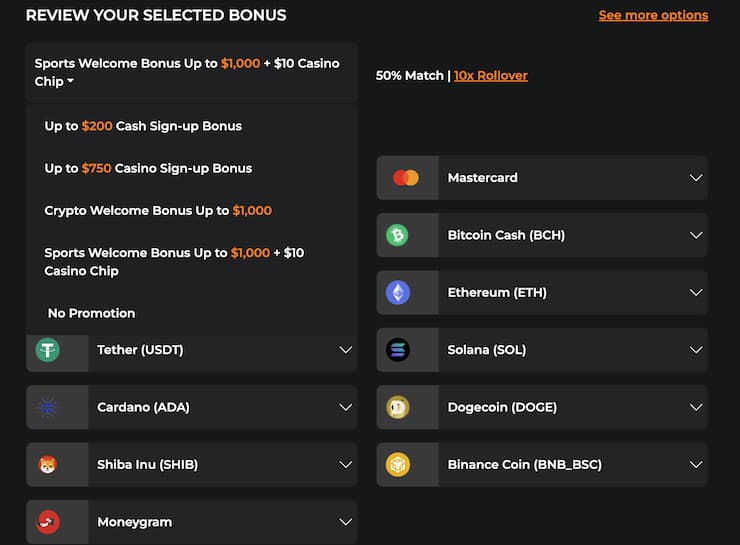 mybookie deposit options