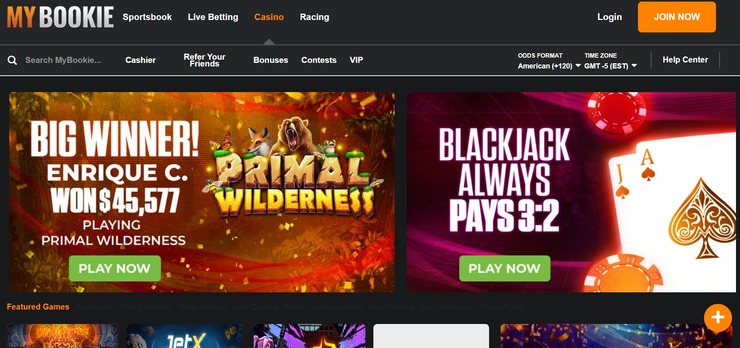 MyBookie homepage