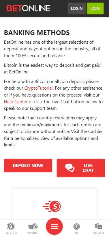 BetOnline Mobile Banking