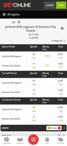 BetOnline Mobile Betting