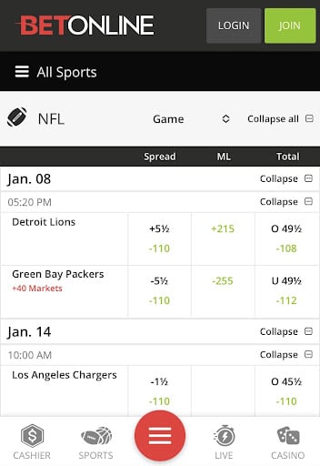 BetOnline betting options