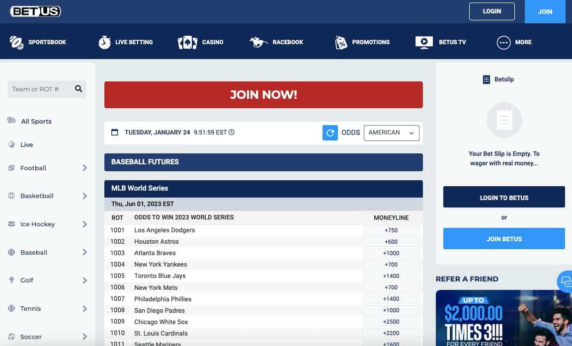 BetUS Michigan MLB futures
