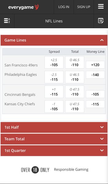 everygame mobile sports page