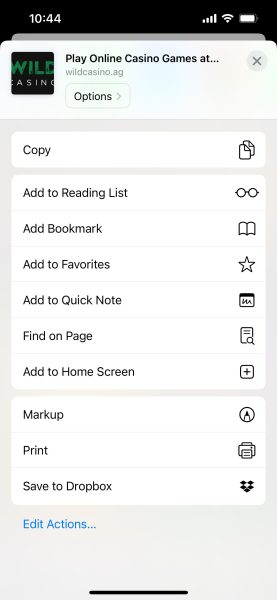 Add a casino shortcut to the home screen