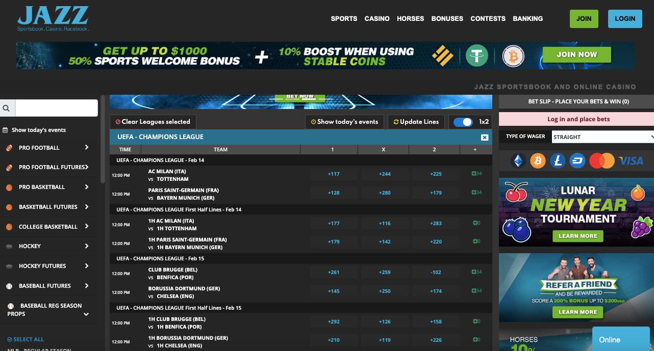 Jazz soccer lines NY sports betting