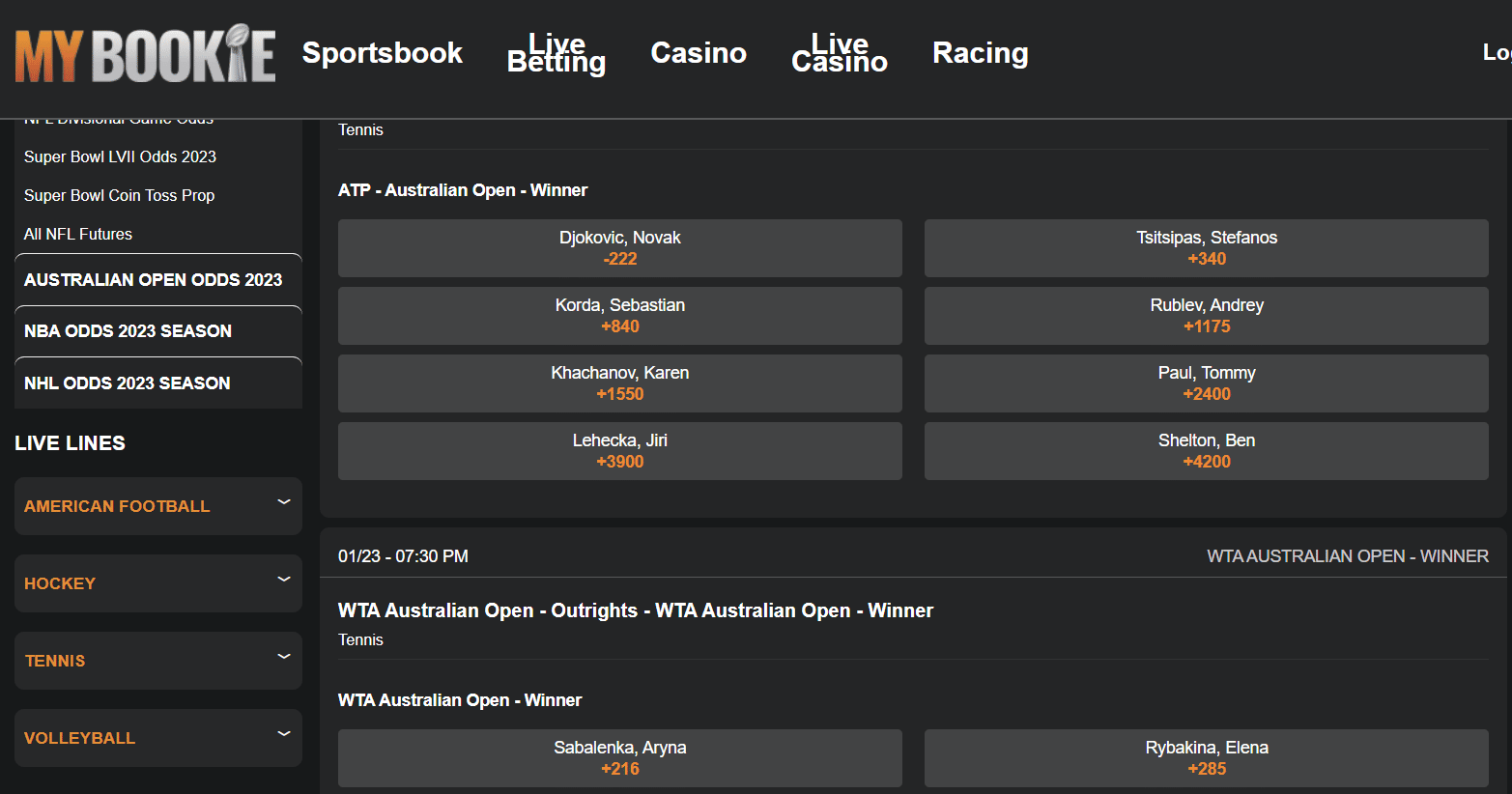 MyBookie Live Betting