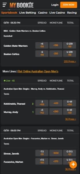MyBookie Mobile Home