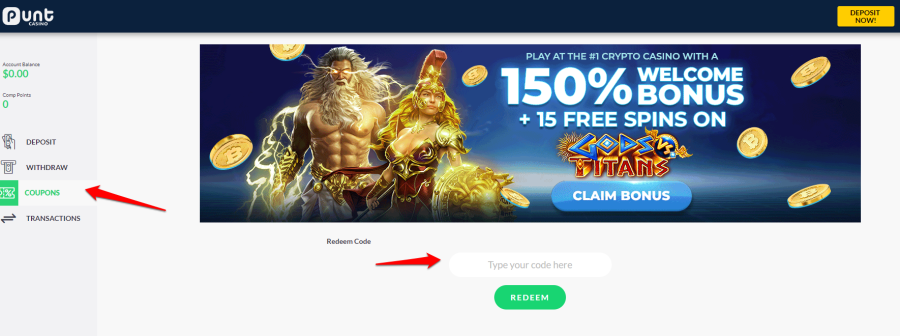 Punt Casino Bonus Coupons