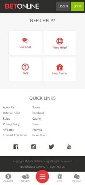 BetOnline Quick Links