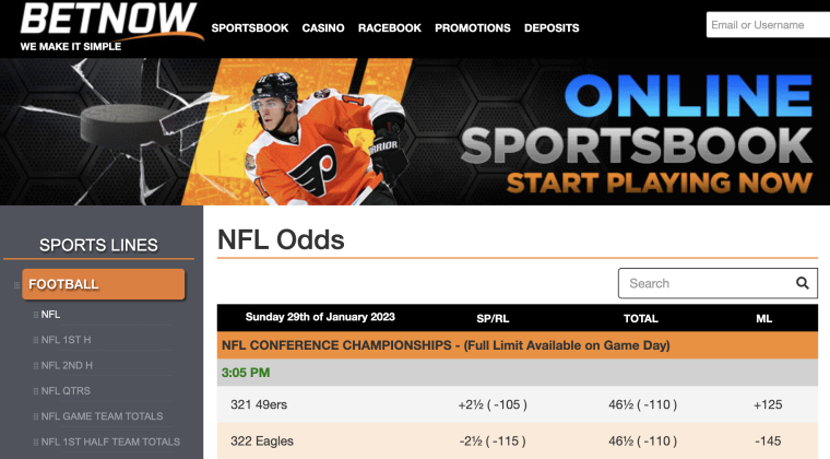 BetNow Betting Page