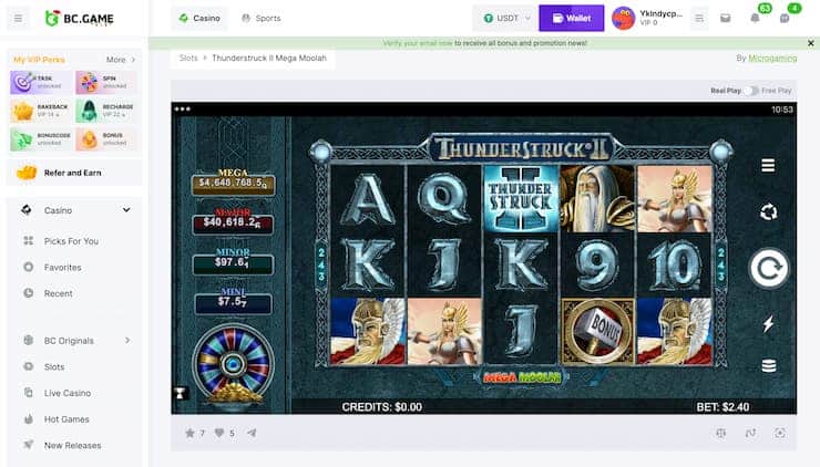 Thunderstruck II Mega Moolah Slot