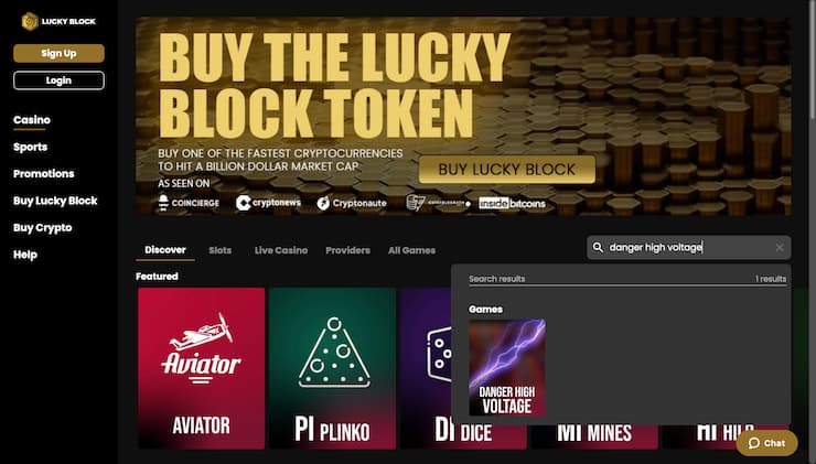 Play Danger High Voltage Slot on Lucky Block