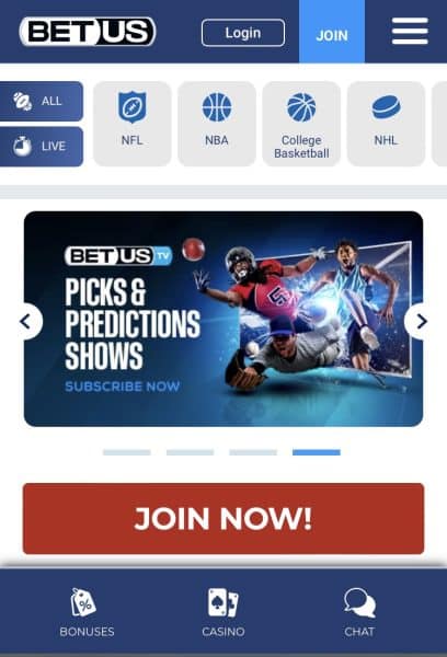BetUS mobile site