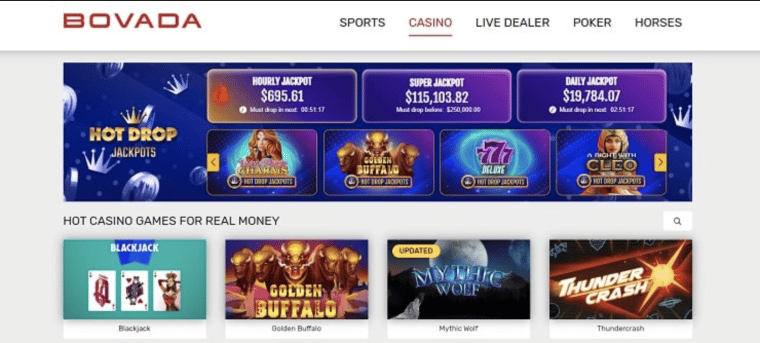 Bovada casino lobby