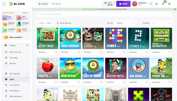 BC.Game Casino Hacksaw Gaming Games
