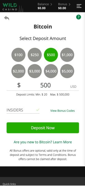 Wild Casino App Enter Bonus Code
