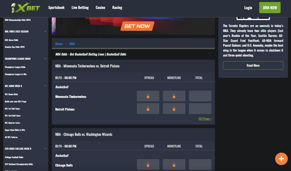 XBet NBA odds Alabama
