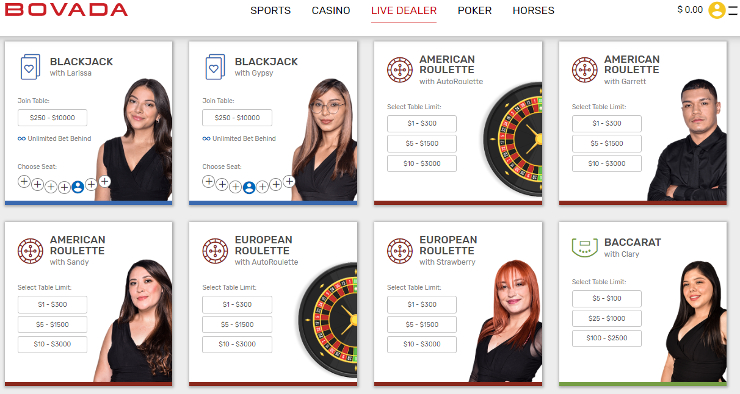 Bovada live casino