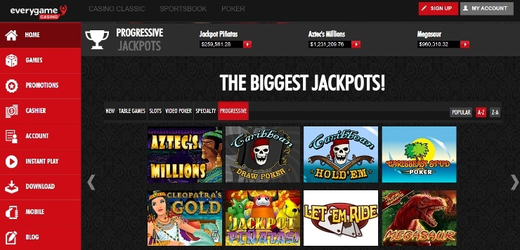 Everygame progressive jackpots