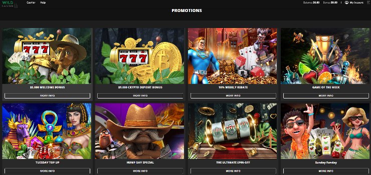 Wild Casino promotions