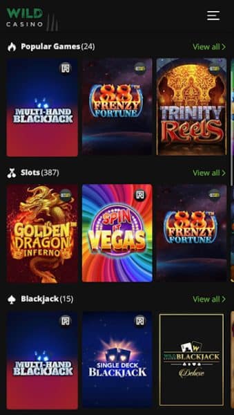 Wild casino game selection