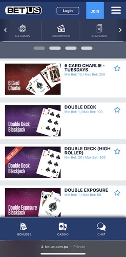 BetUS casino page