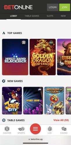 BetOnline homepage