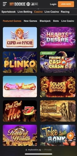 MyBookie homepage