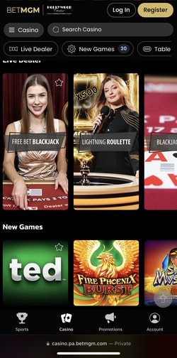 BetMGM homepage