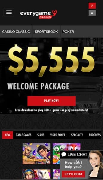 Everygame homepage - The best IN casino apps