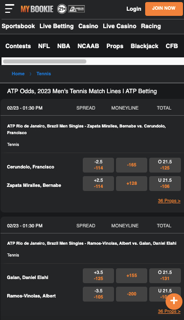 ATP lines IL betting app MyBookie