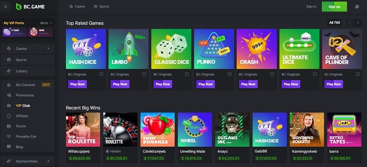 BC.Game Casino Best Payout Slots