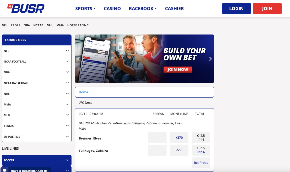 BUSR UFC odds OR