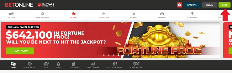 BetOnline Join Button