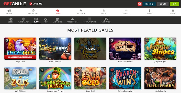 BetOnline Slots Browse