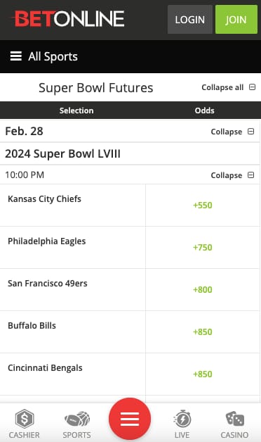 BetOnline Super Bowl Hawaii app