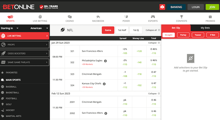 BetOnline Betting Page
