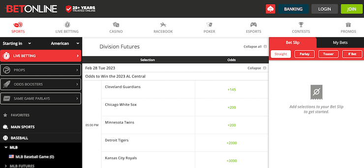 BetOnline MLB Betting Site 