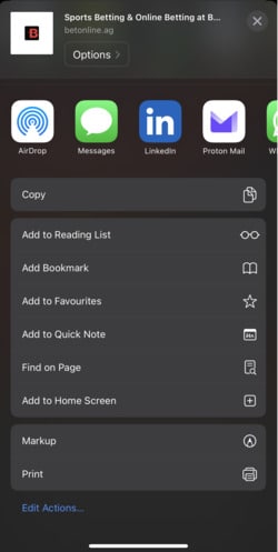 Betonline add to home screen