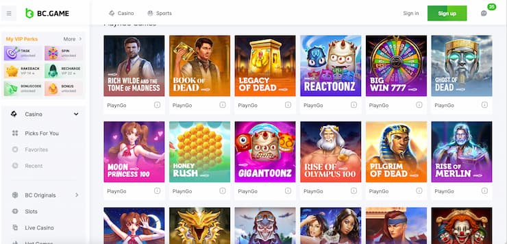 Book of Dead slots BC.Game Casino