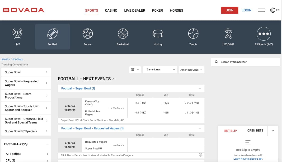 Bovada OR sportsbook Super Bowl