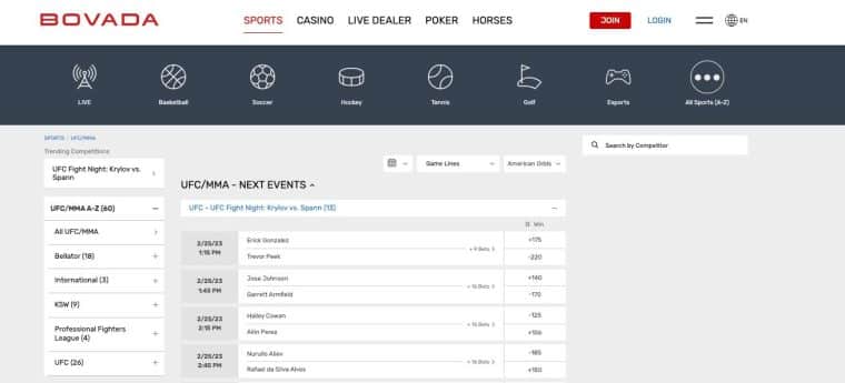 Bovada online sportsbook