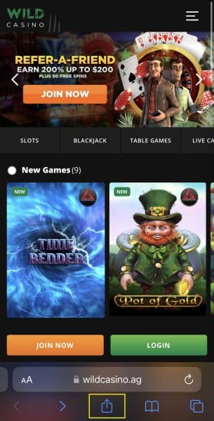 Click on the Menu button