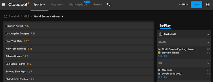 Cloudbet MLB Betting Site