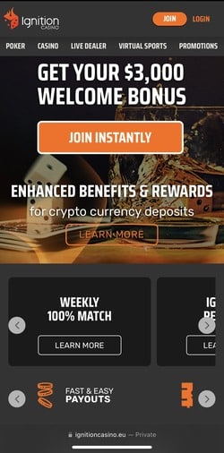 Ignition casino homepage