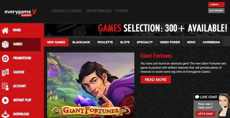 Everygame Game selection